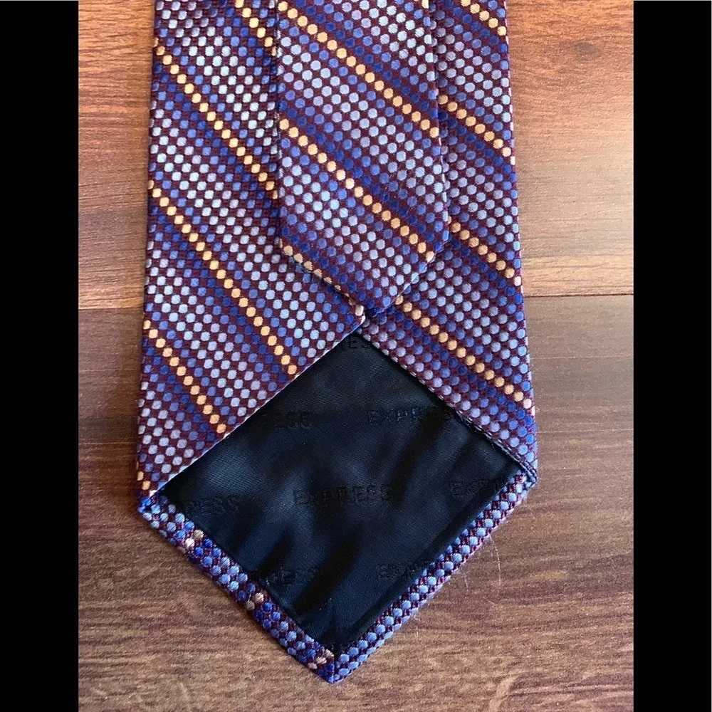 Express Purple and Gold Striped Tie - Picture 5 of 9